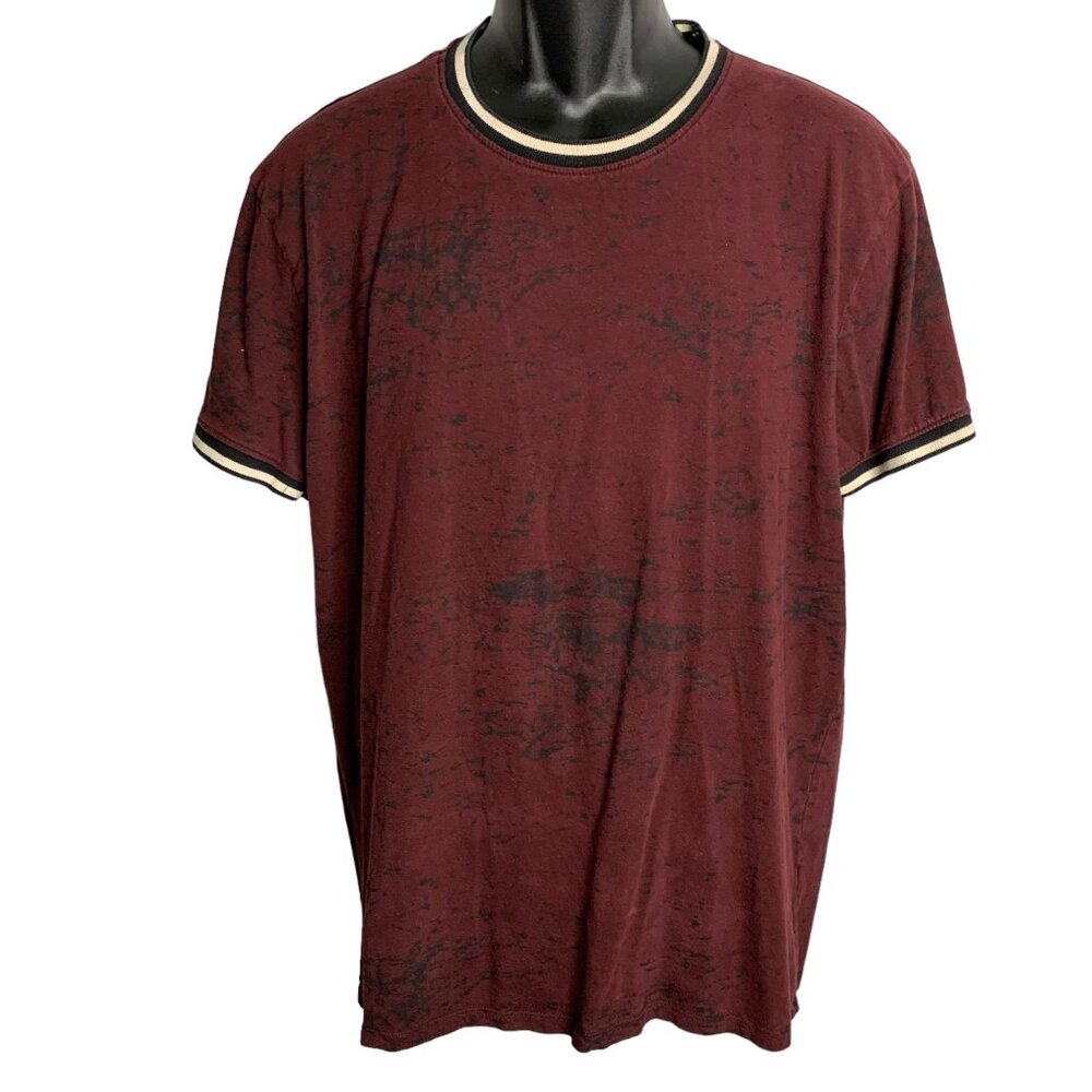 Five Point Ind Short Sleeve Ringer T Shirt XL Red Black Marbled Stretch Cotton
